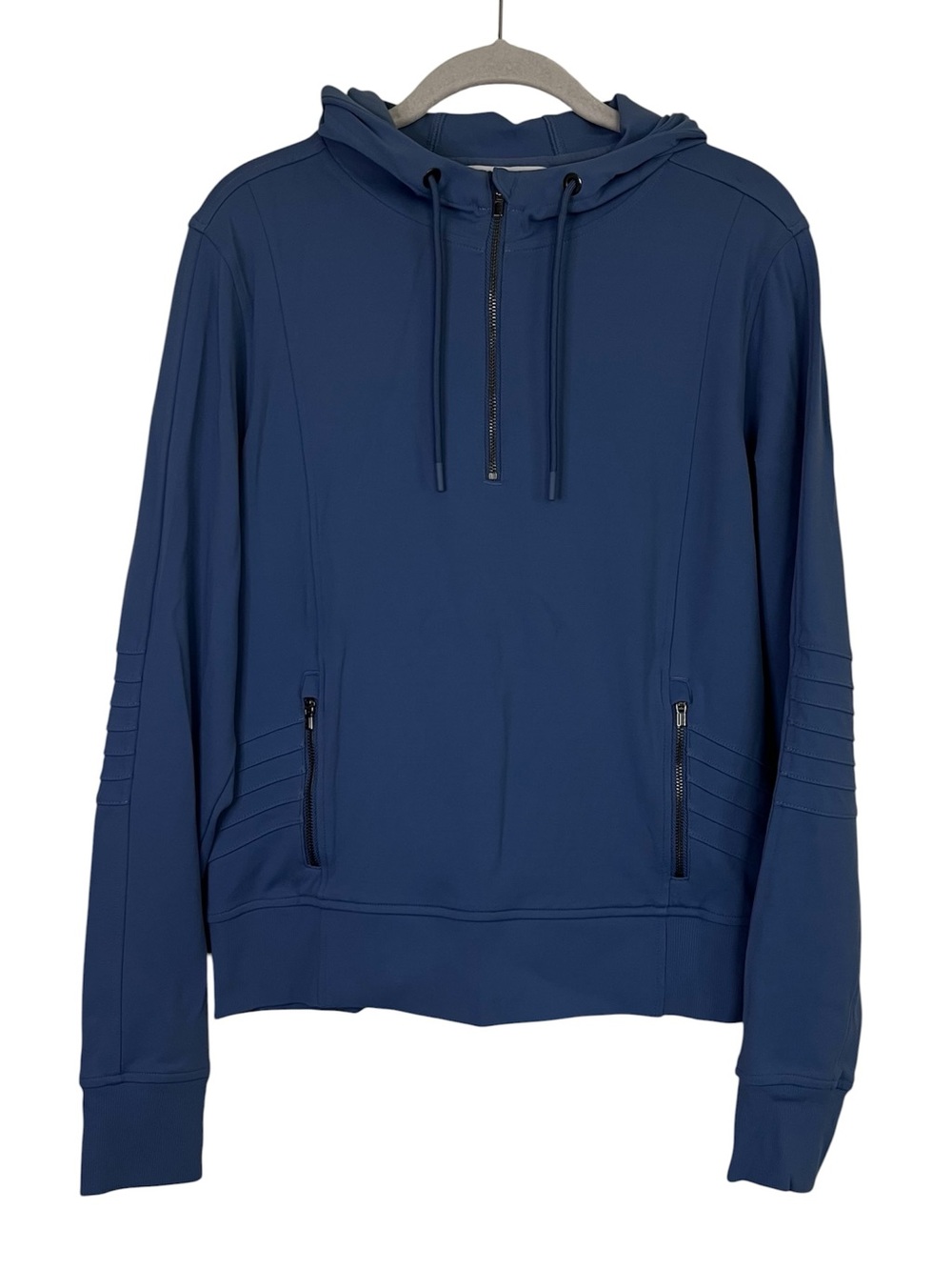 Athleta Venice Moto Hoodie Cottage Blue Small S Half Zip Pullover - Picture 4 of 12